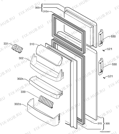 Взрыв-схема холодильника Electrolux ERD34393X - Схема узла Door 003